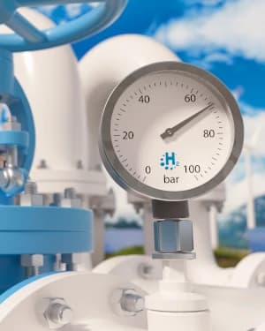 Manometer for pressure measurement of hydrogen.